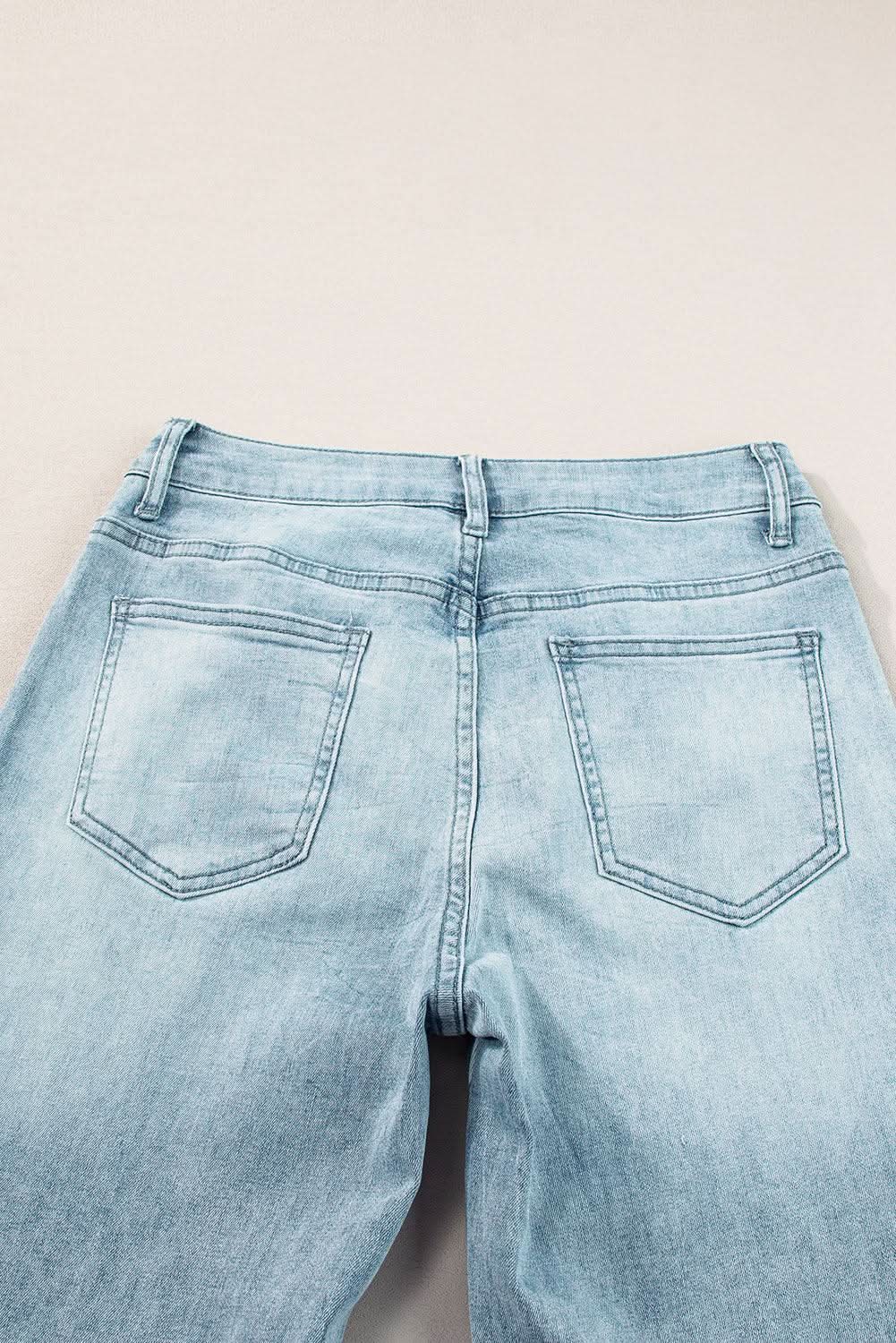 Dusk blue high-rise wide-leg jeans - Love Salve